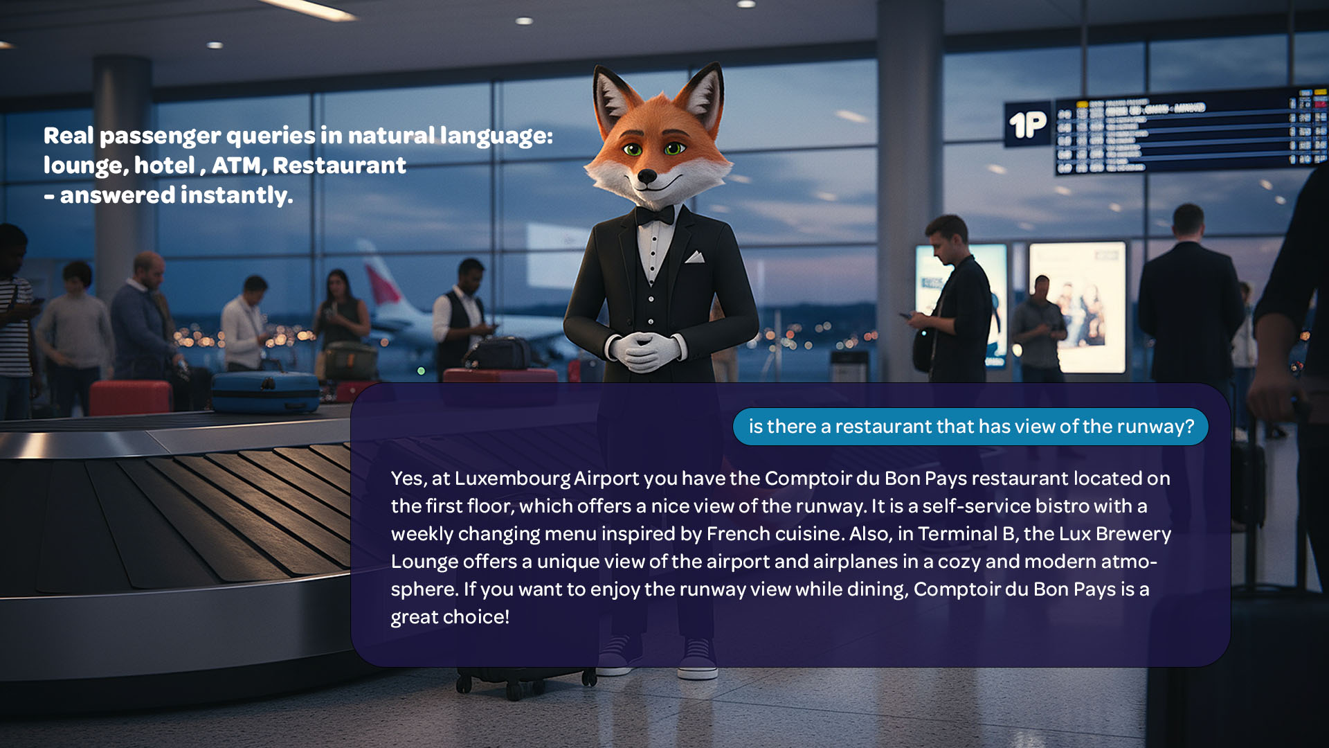 Conversational homepage on lux-Airport