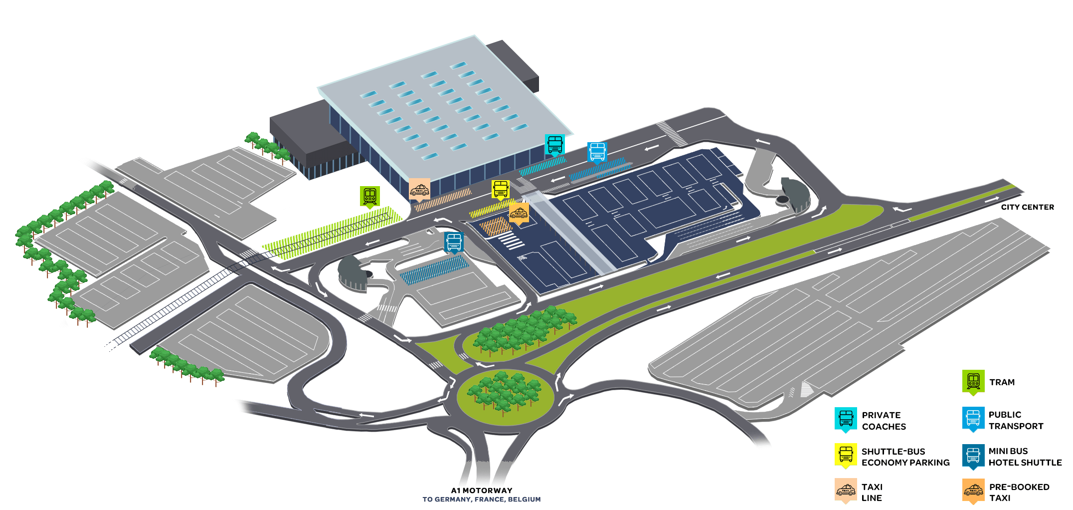 Lux Airport Parking Map Public Transport Tram Bus